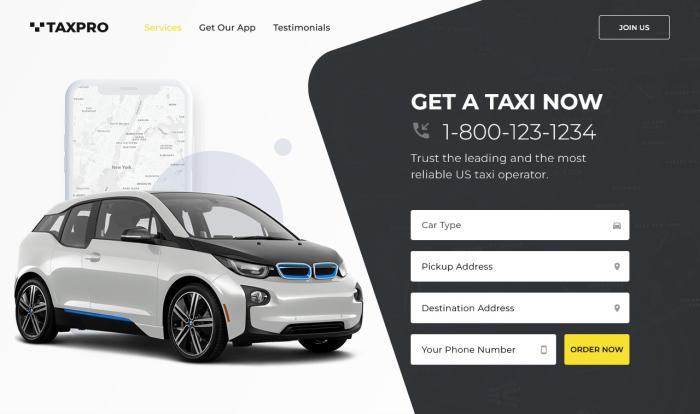 出租车在线服务单页模板