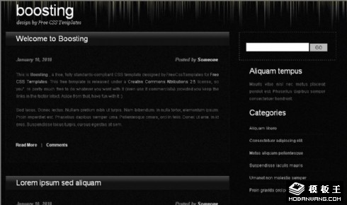 黑色面板BLOG网页模板