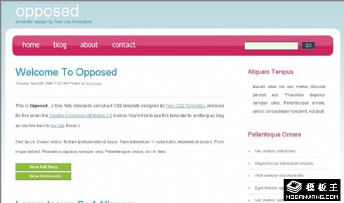 粉红色导航BLOG网页模板