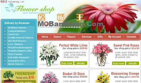 欧美鲜花预订网店网页模板
