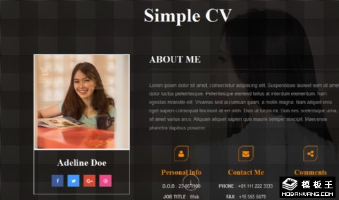 上下屏幕切换简历响应式网站模板