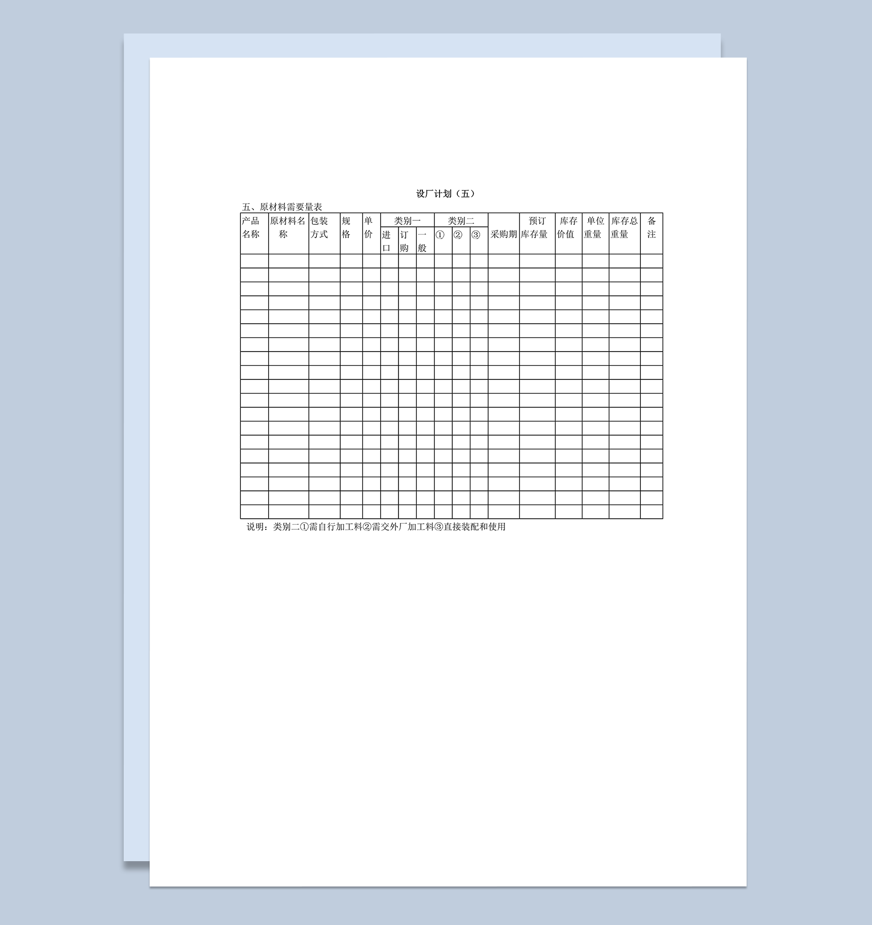 原材料需要量表库存量记录word模板