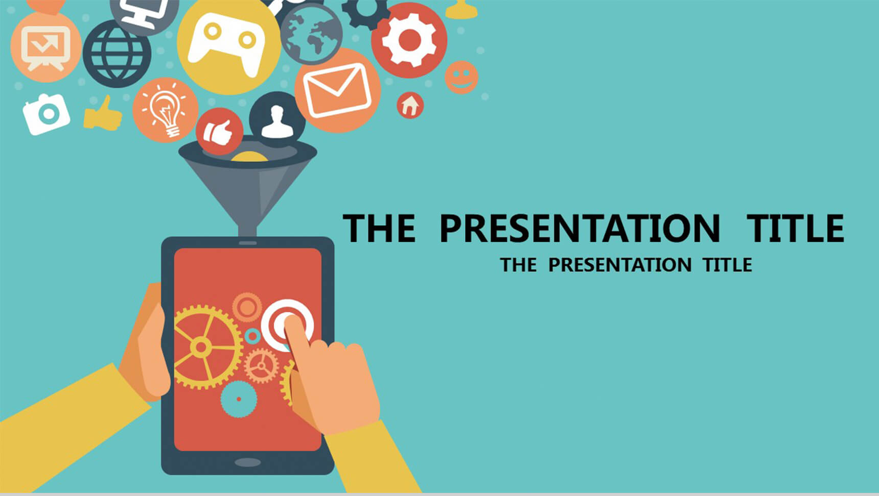 蓝色卡通商务通用PPT模板