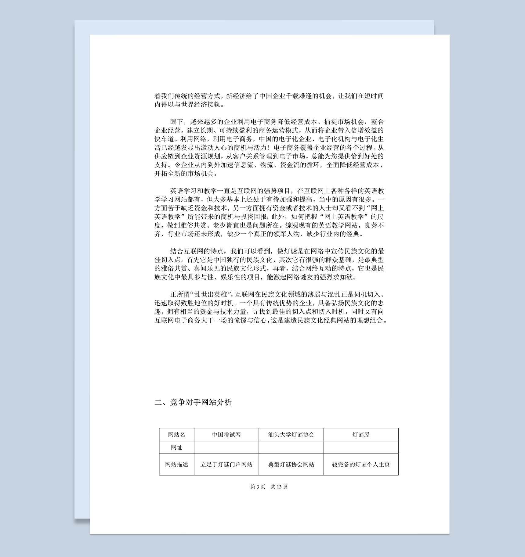 某网站开发部项目发展战略规划书Word模板