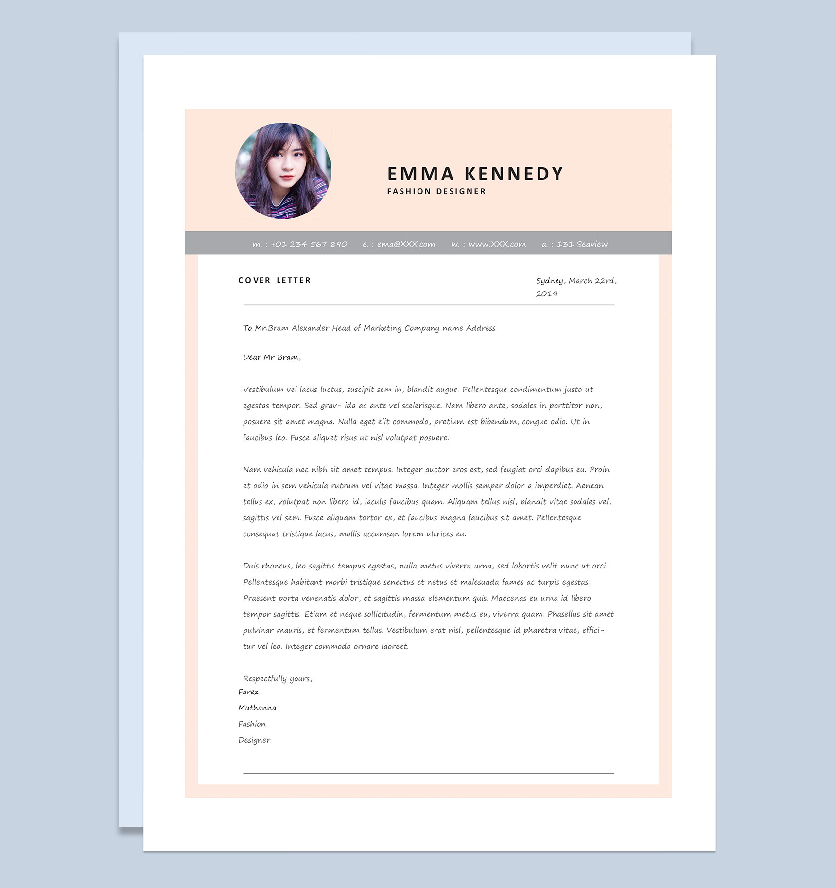 简约欧美风时装设计师求职通用简历Word模板