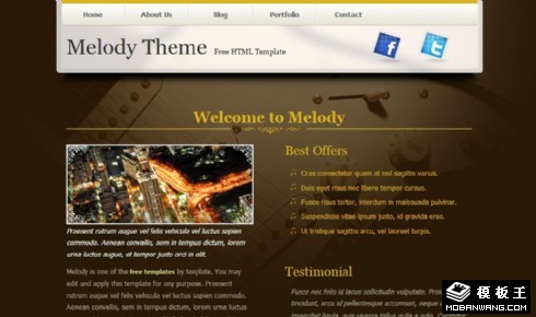 金色旋律主题动态网页模板