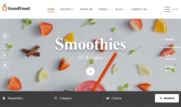 美食爱好者食谱网站模板