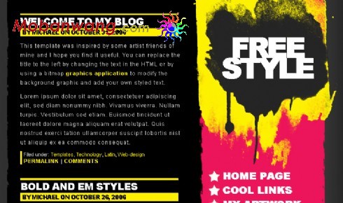 自由样式运动BLOG网页模板