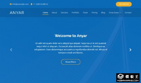 蓝色商务业务展示响应式网页模板