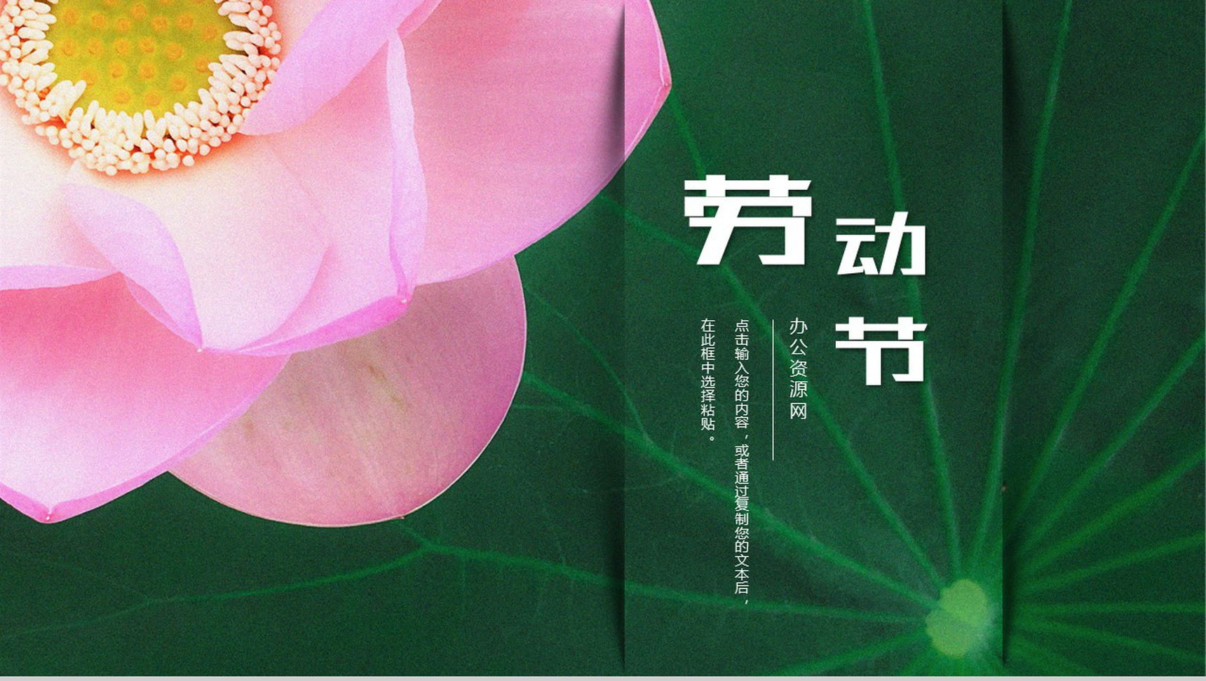 夏季荷花元素五一劳动节PPT模板