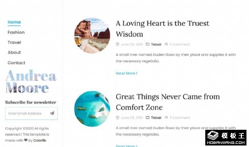 简洁时尚旅行日志响应式网页模板