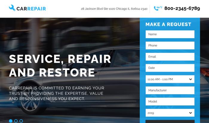 汽车修理一站式服务单页模板