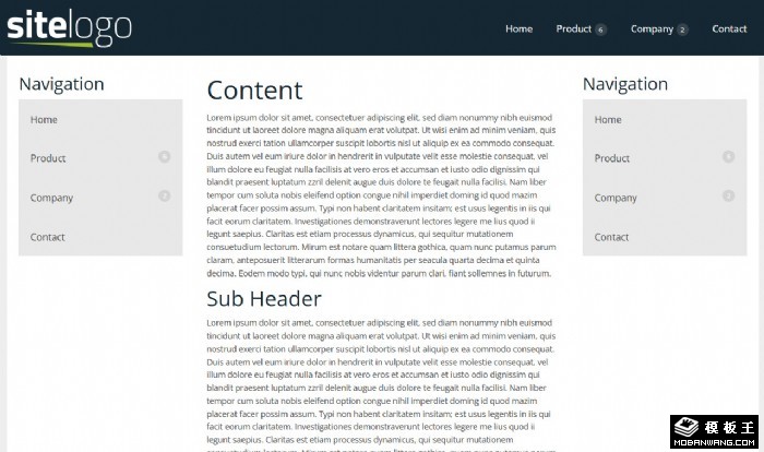 简洁侧栏信息展示网页模板