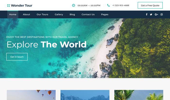 个性化探索旅行服务网站模板