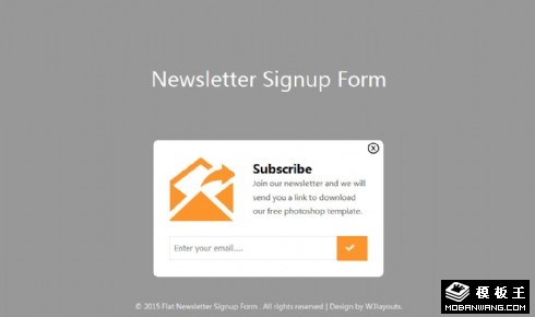 灰色邮件订阅表单网页模板