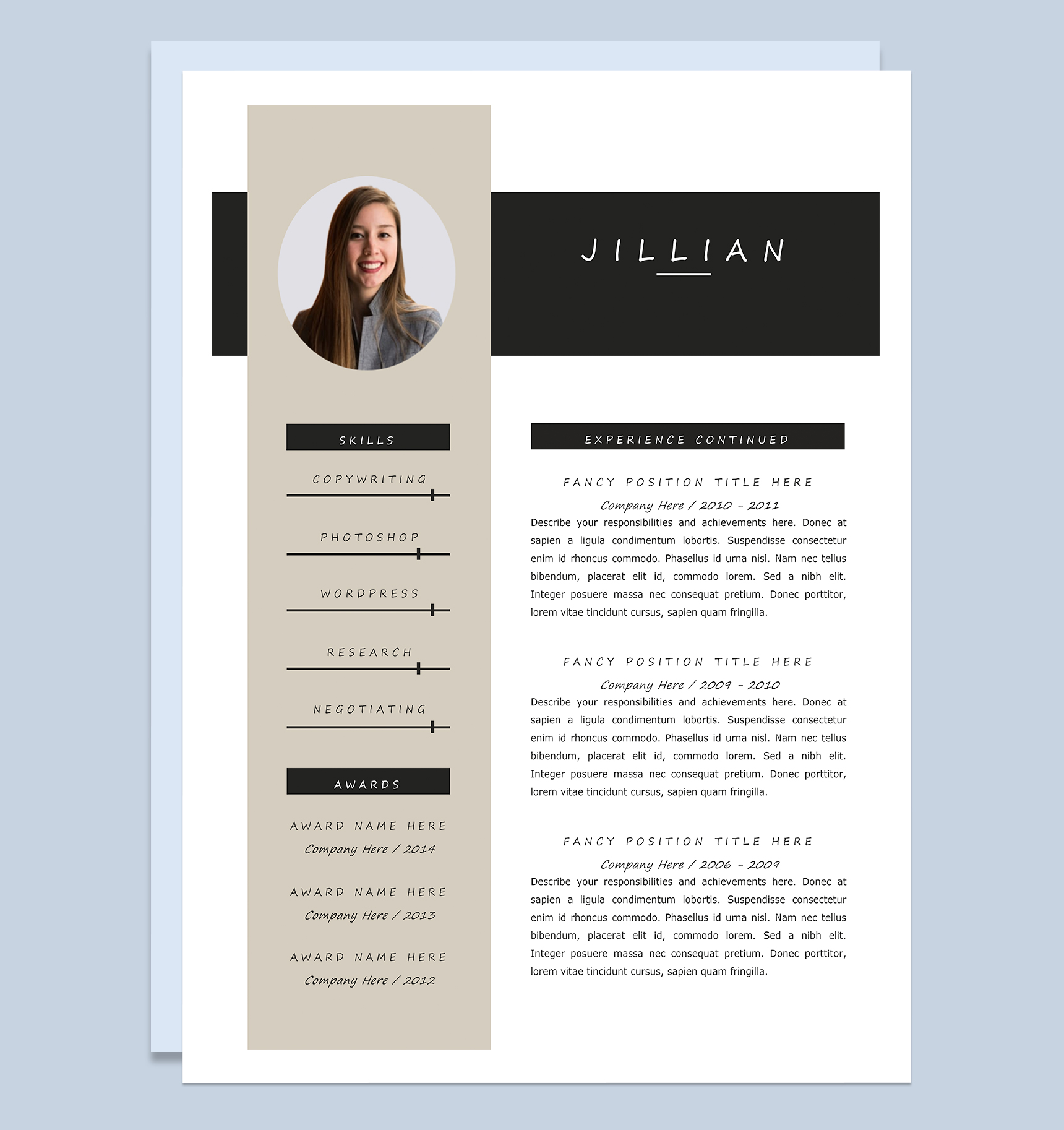 简洁通用销售营销助理相关岗位个人英文简历Word模板