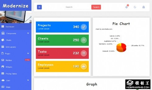 数据统计分析后台响应式网页模板