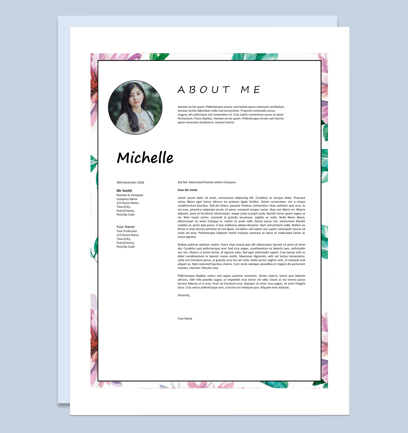 小清新外企内部招聘通用个人简历Word模板