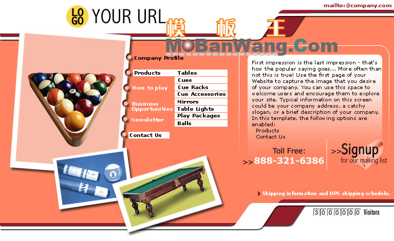欧美某台球公司网站模板