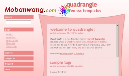 粉红色个性BLOG网页模板