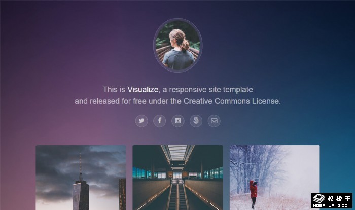 紫蓝单页面图片展示模板