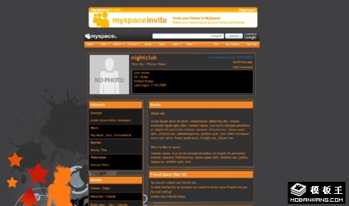 灰色橙黄个人音乐网页模板