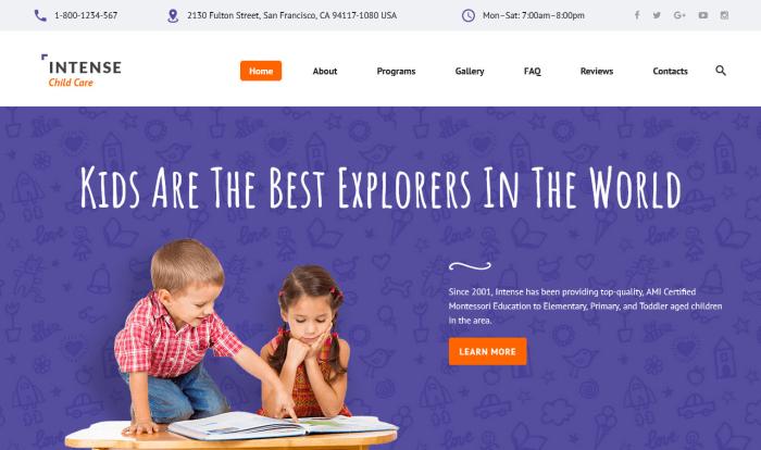 卓越儿童保育与早教机构网站模板