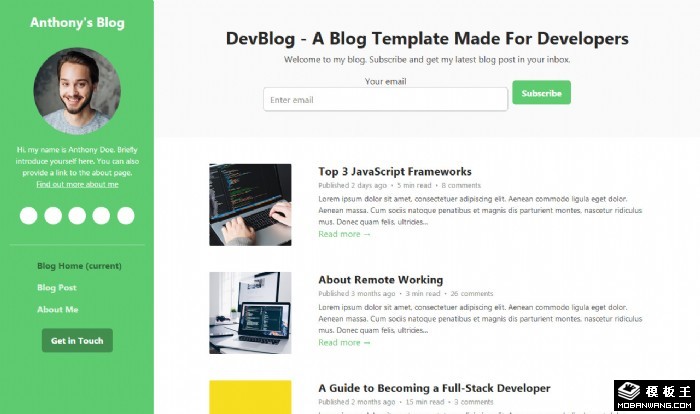 程序员技术博客网页模板