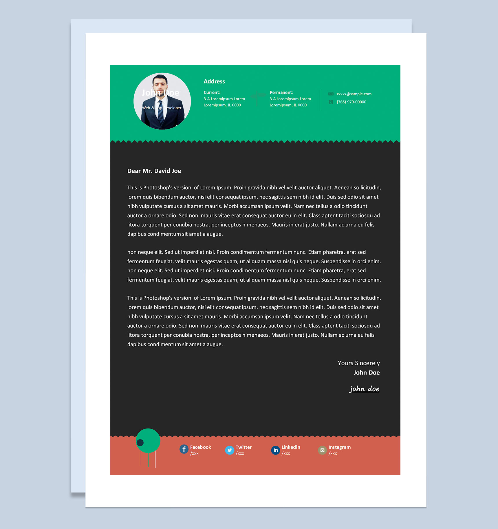 欧美风网络与应用开发者通用的个人求职简历Word模板