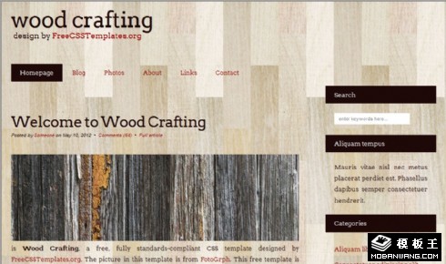 木质背景工艺信息网页模板