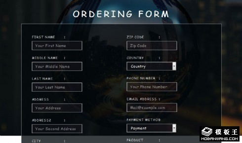 订购资料表单响应式网页模板