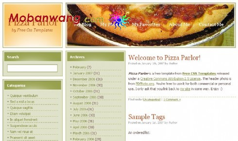 比萨饼店BLOG网页模板