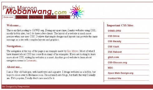 简单红色线条网页模板