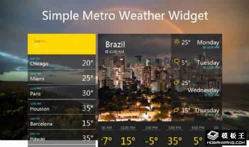 多城市天气预报组件网页模板