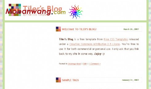 彩色马赛克背景BLOG网页模板