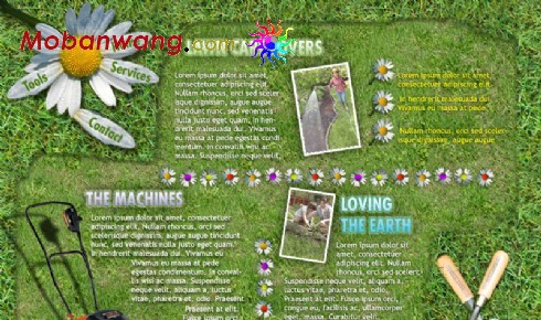 花园草坪修整工具网页模板