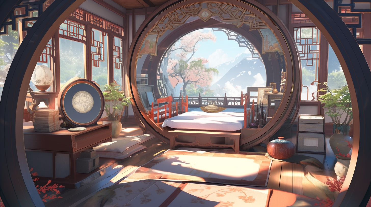 AI绘画仙侠古风背景图片