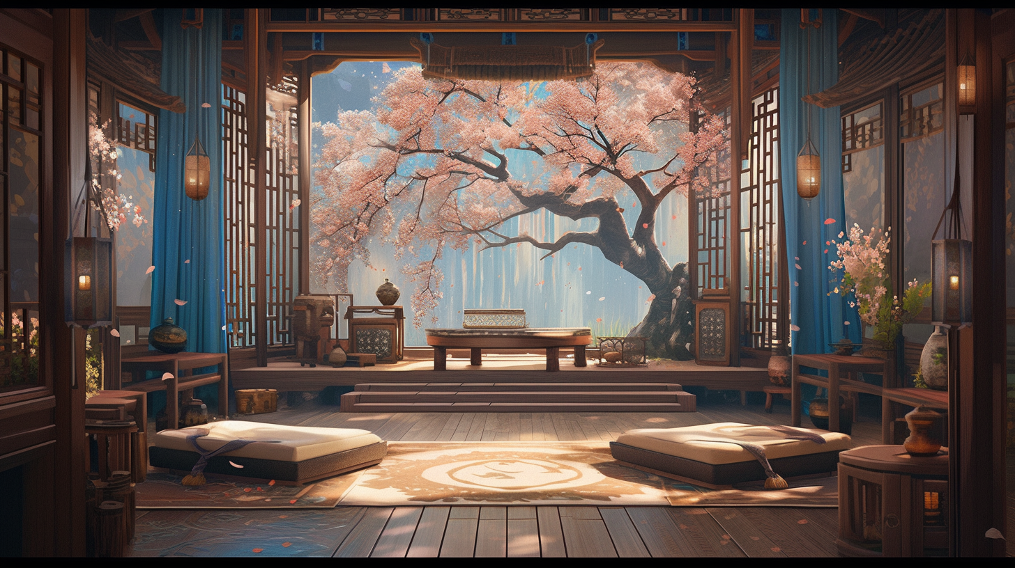 AI绘画仙侠古风背景图片