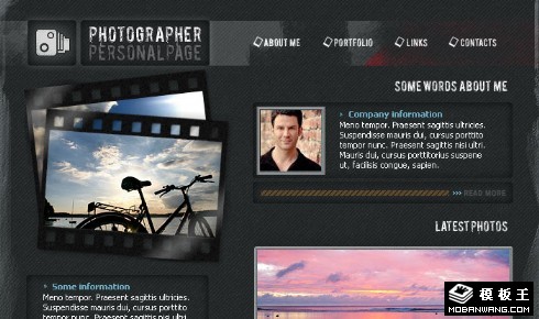 黑色旅行摄影网页模板