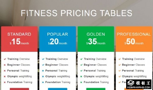 健身价格单网页模板