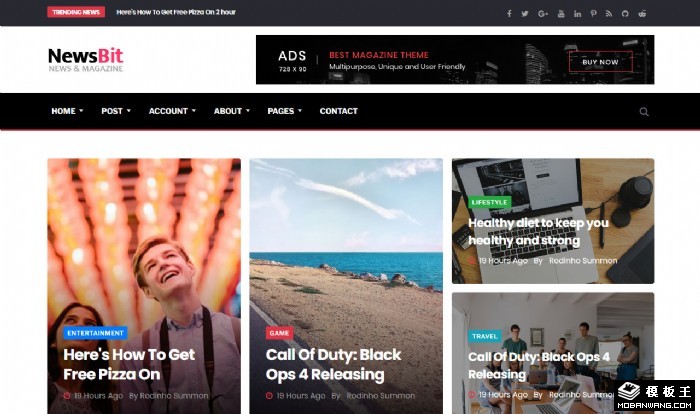 时尚新闻资讯展示网站模板