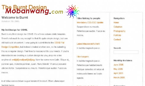 简洁三列式BLOG网页模板(xhtml)