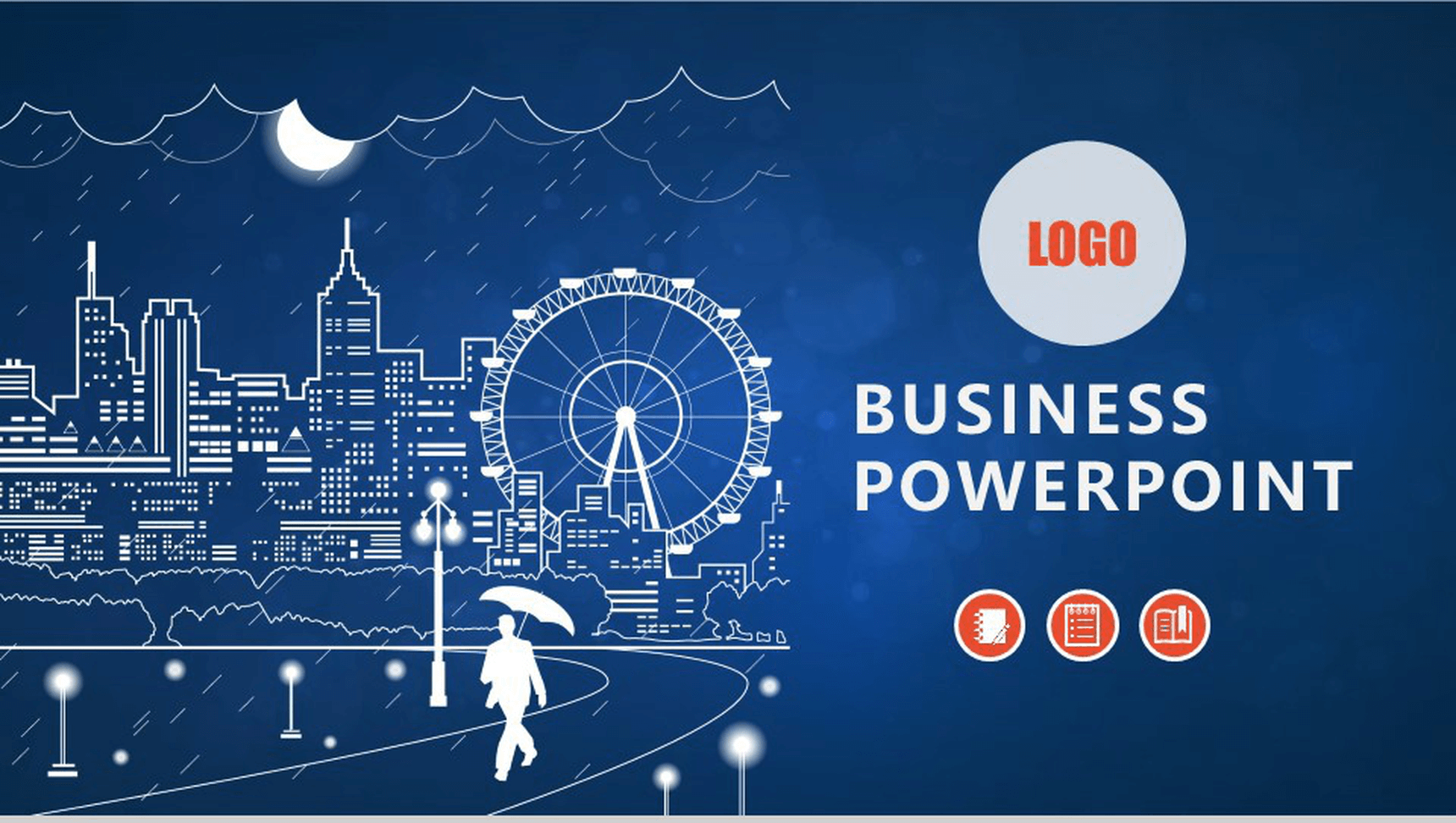 个性创意蓝色简约年终工作汇报总结PPT模板