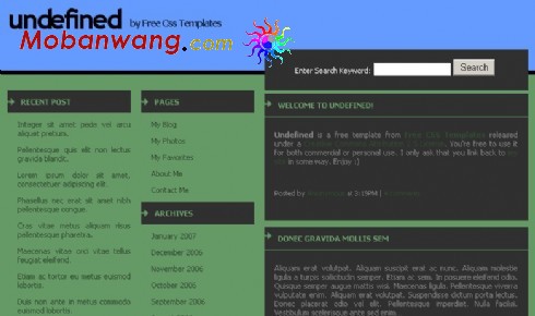 个性布局BLOG信息网页模板