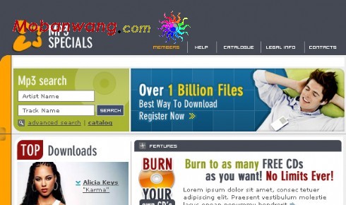 MP3资源下载网页模板
