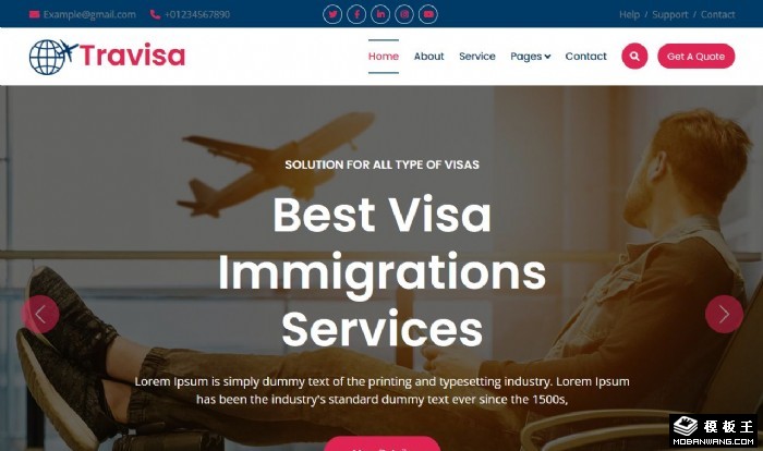 旅行签证移民机构网站模板