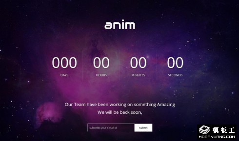 暗紫星空倒计时响应式网页模板