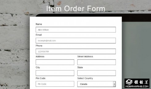 项目订单表单网页模板