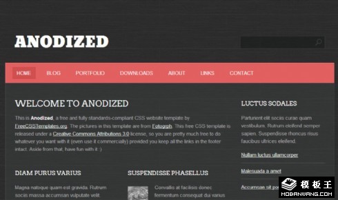 灰黑电镀质感网页模板