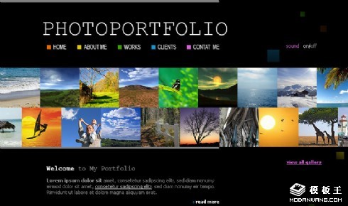 黑色摄影作品展示网页模板